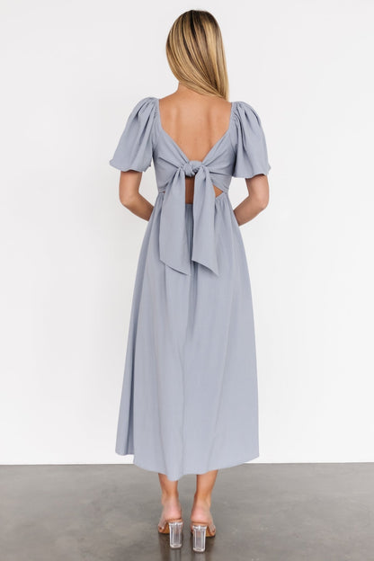 Indie Back Tie Dress | Dusty Blue - Baltic Born