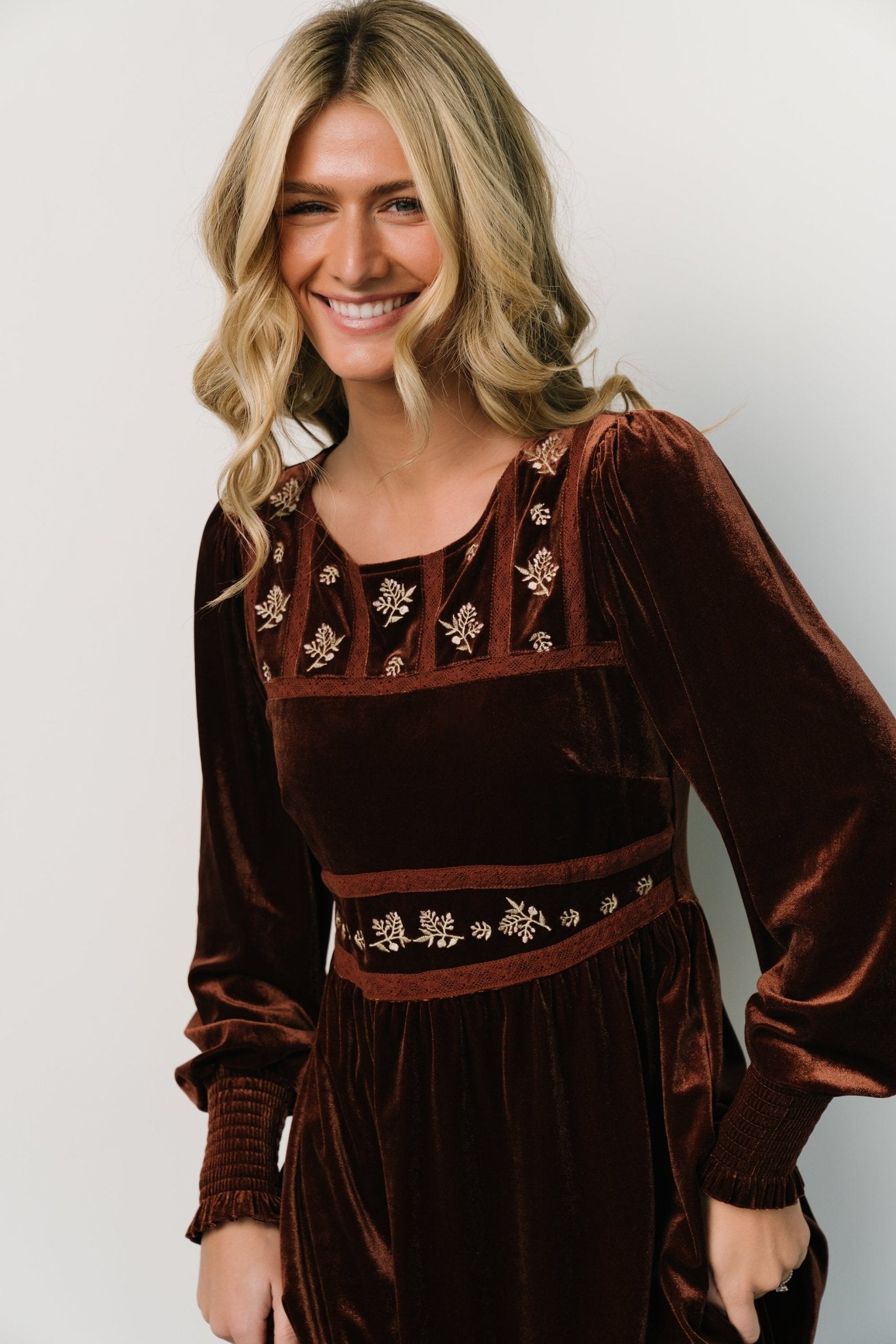 Ingrid Velvet Maxi Dress | Chocolate - Baltic Born