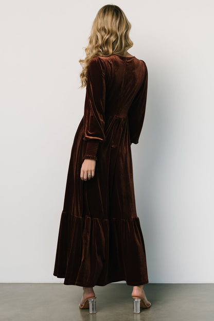 Ingrid Velvet Maxi Dress | Chocolate - Baltic Born