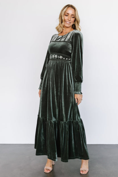 Ingrid Velvet Maxi Dress | Eucalyptus - Baltic Born