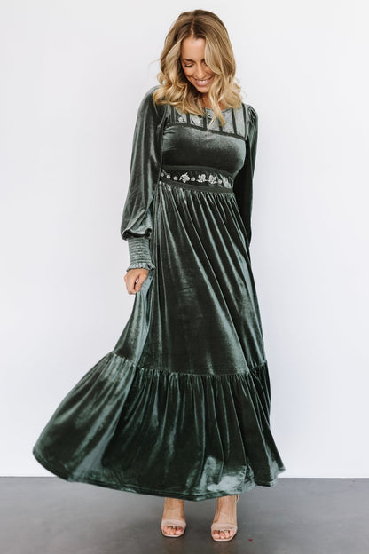 Ingrid Velvet Maxi Dress | Eucalyptus - Baltic Born