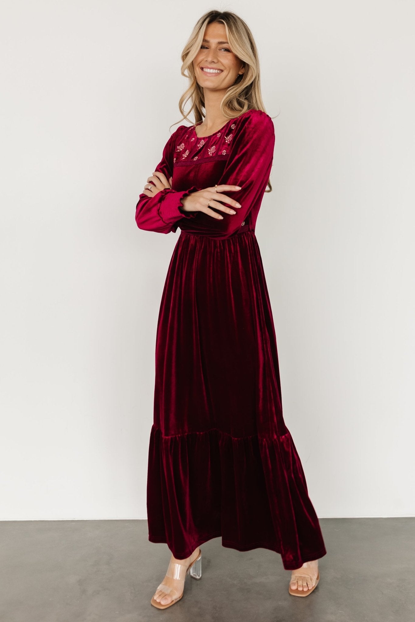 Ingrid Velvet Maxi Dress | Merlot - Baltic Born