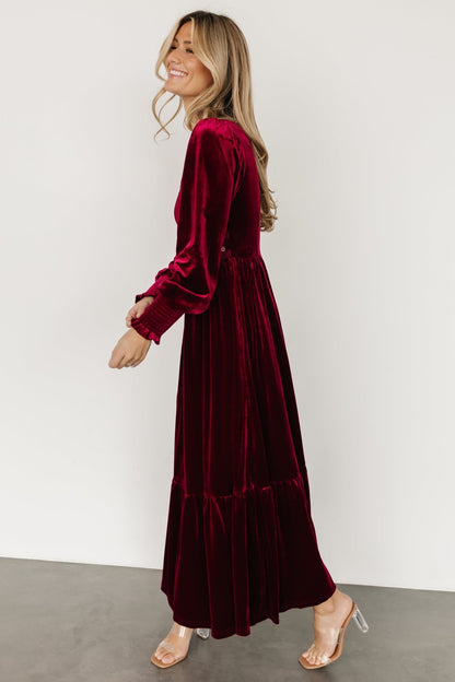 Ingrid Velvet Maxi Dress | Merlot - Baltic Born