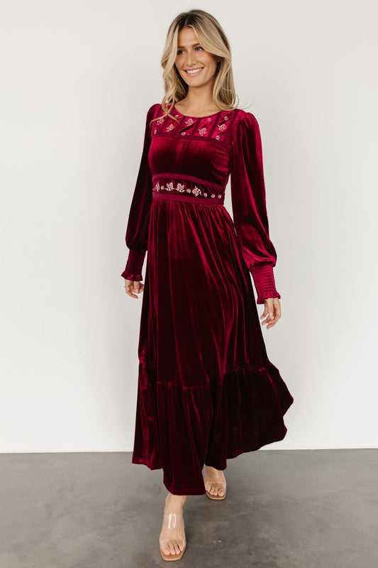 Ingrid Velvet Maxi Dress | Merlot - Baltic Born