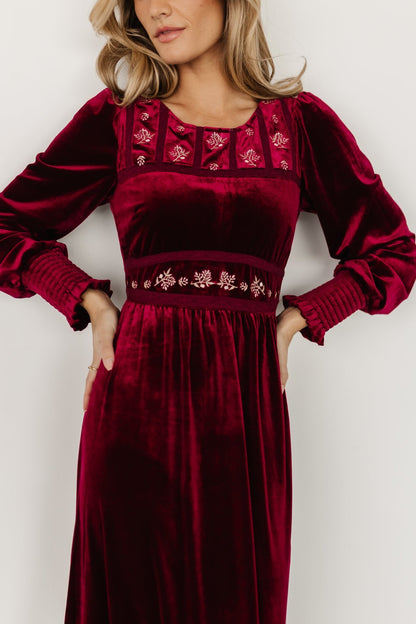 Ingrid Velvet Maxi Dress | Merlot - Baltic Born