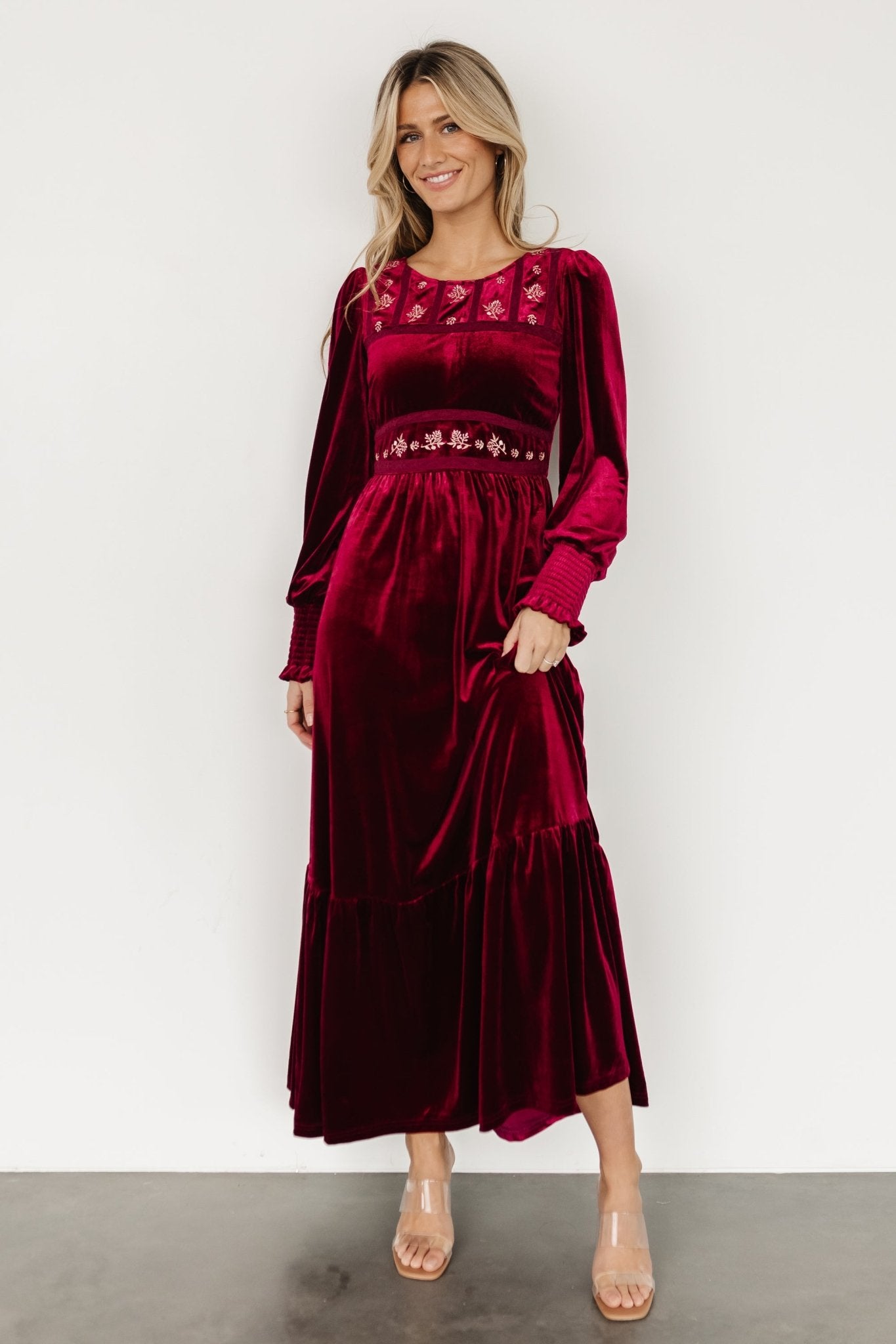 Ingrid Velvet Maxi Dress | Merlot - Baltic Born