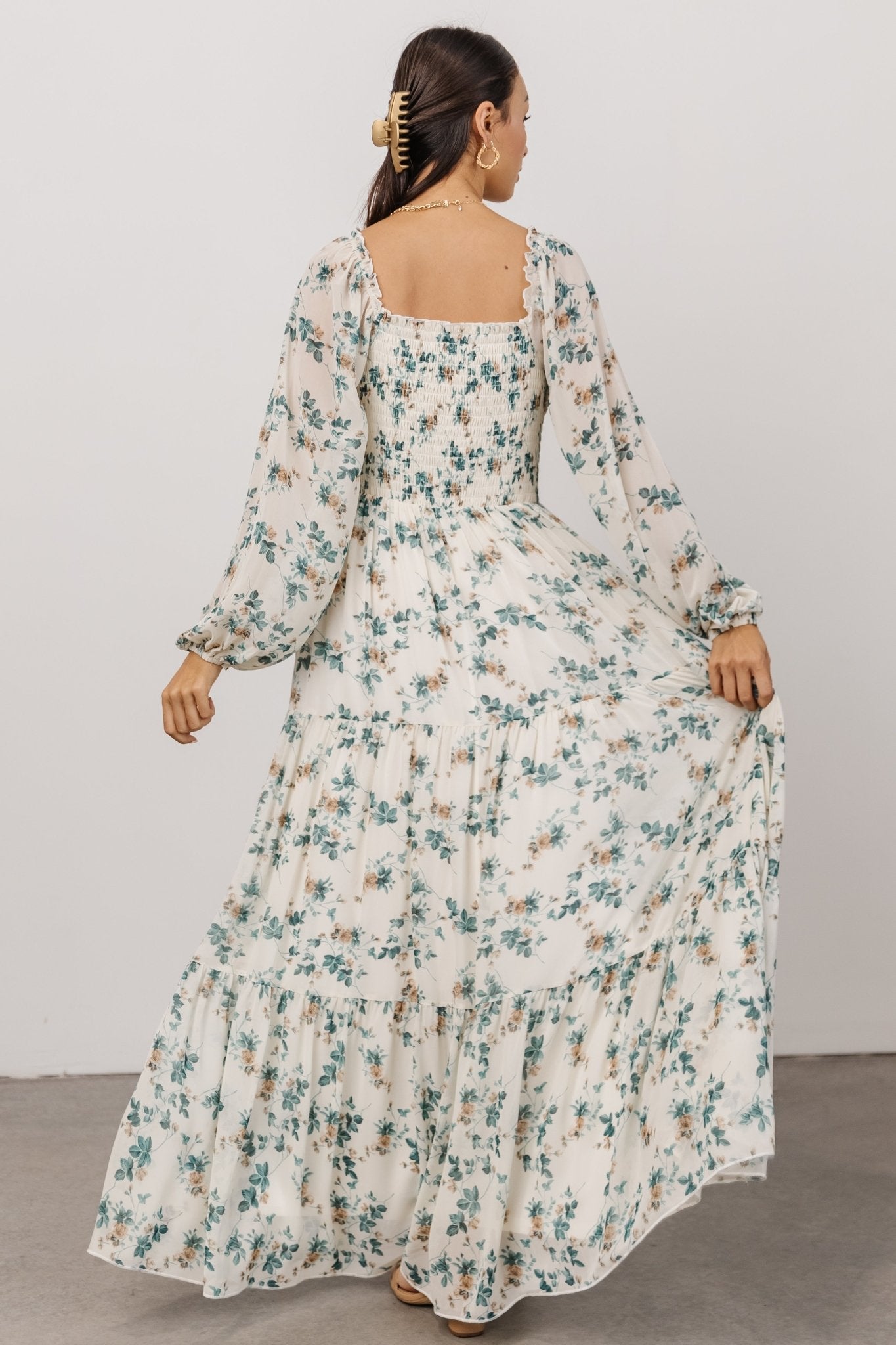 Isabela Smocked Maxi Dress | Ivory + Topaz Floral - Baltic Born