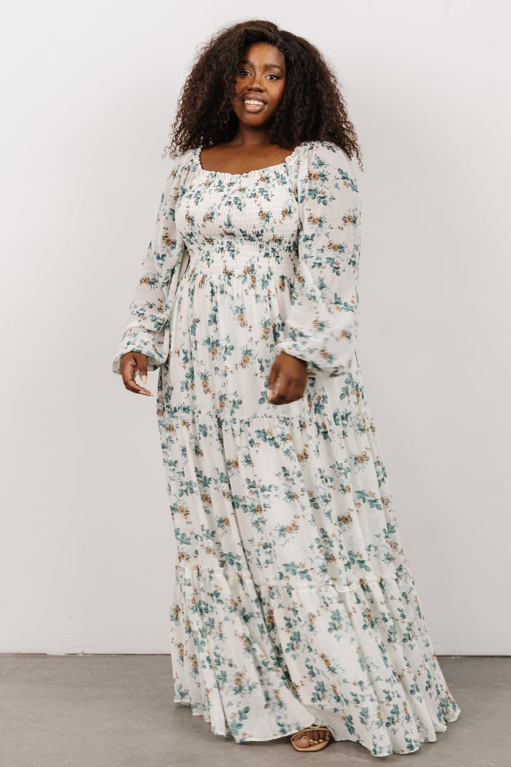 Isabela Smocked Maxi Dress | Ivory + Topaz Floral - Baltic Born