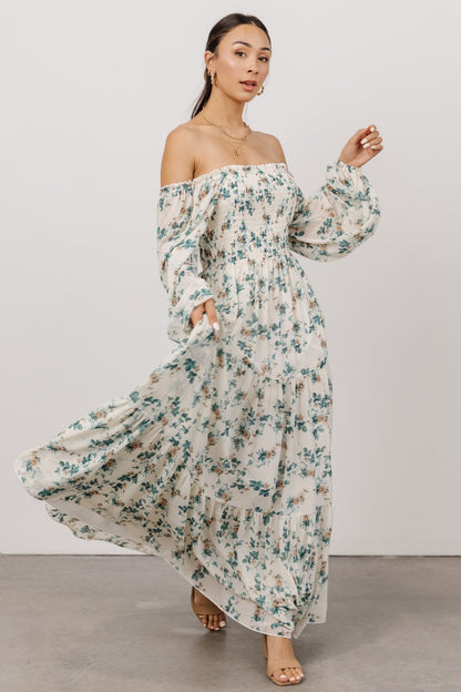 Isabela Smocked Maxi Dress | Ivory + Topaz Floral - Baltic Born