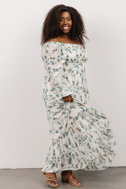 Isabela Smocked Maxi Dress | Ivory + Topaz Floral - Baltic Born