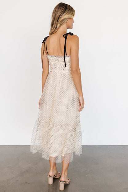 Izzy Tulle Midi Dress | Cream + Black - Baltic Born