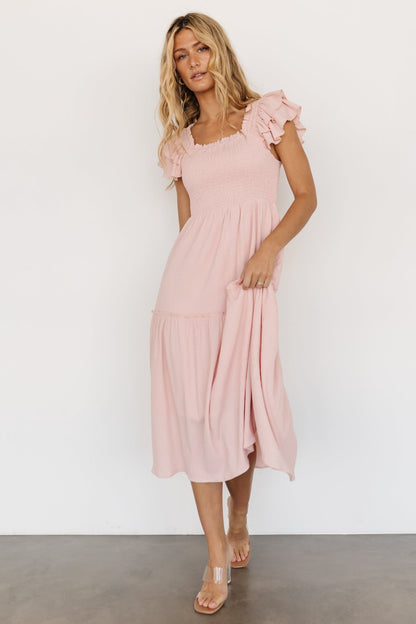 Jacie Smocked Midi Dress | Blush - Baltic Born