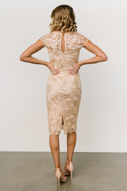 Jacqueline Embossed Midi Dress | Champagne - Baltic Born