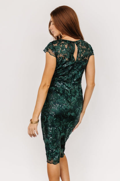 Jacqueline Embossed Midi Dress | Emerald - Baltic Born