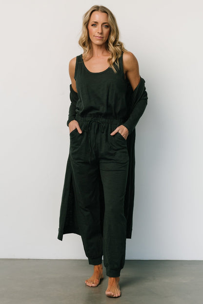 Janae Jumpsuit + Cardigan Set | Dark Green - Baltic Born