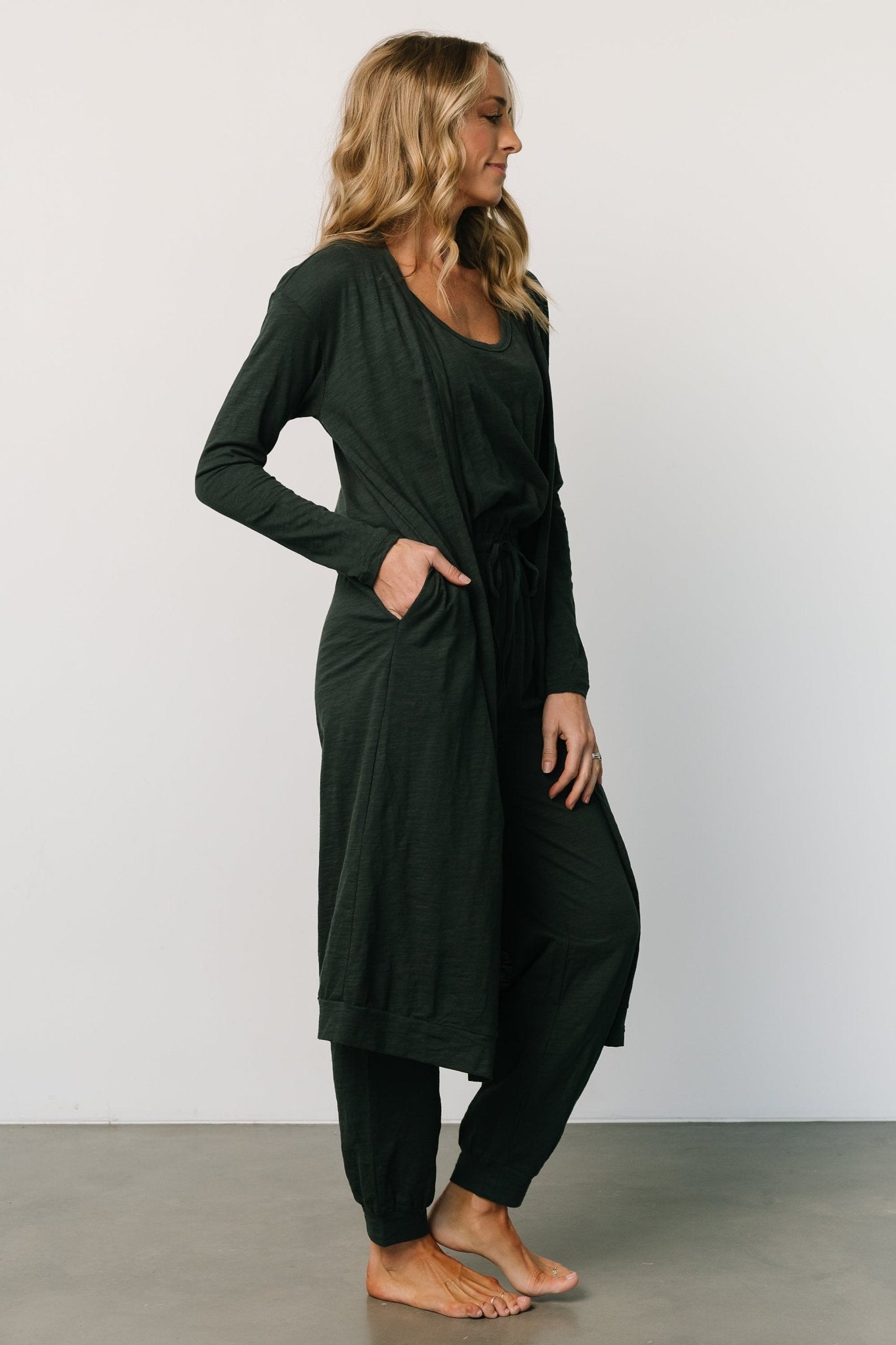 Janae Jumpsuit + Cardigan Set | Dark Green - Baltic Born