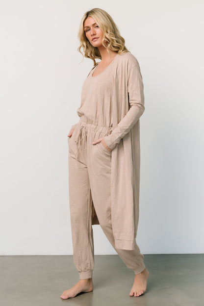 Janae Jumpsuit + Cardigan Set | Oatmeal - Baltic Born