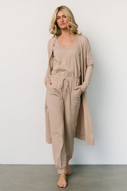 Janae Jumpsuit + Cardigan Set | Oatmeal - Baltic Born