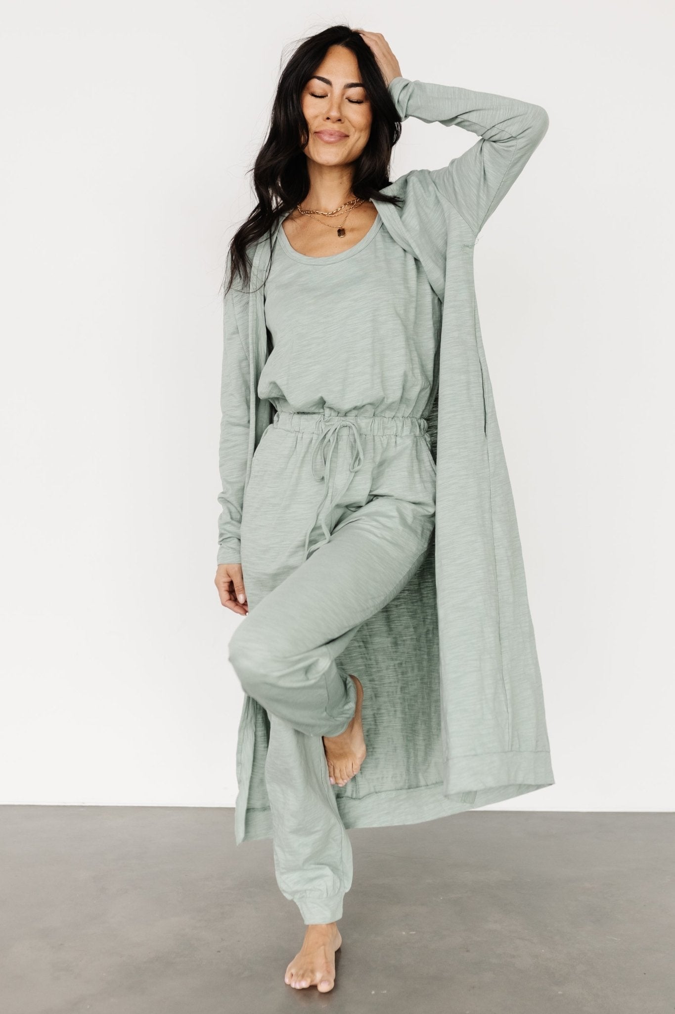 Janae Jumpsuit + Cardigan Set | Sage - Baltic Born