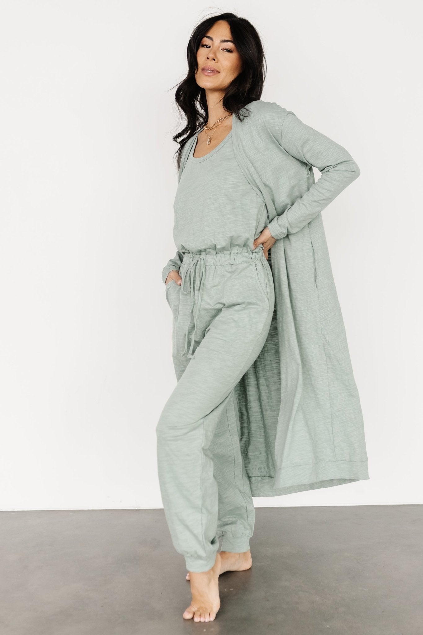 Janae Jumpsuit + Cardigan Set | Sage - Baltic Born