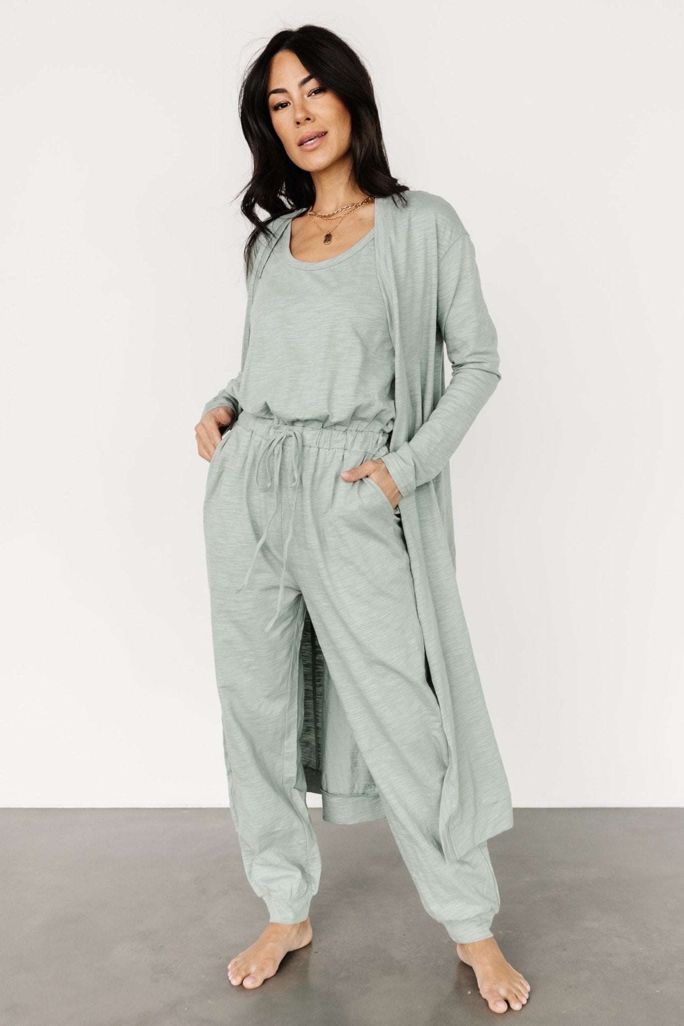 Janae Jumpsuit + Cardigan Set | Sage - Baltic Born