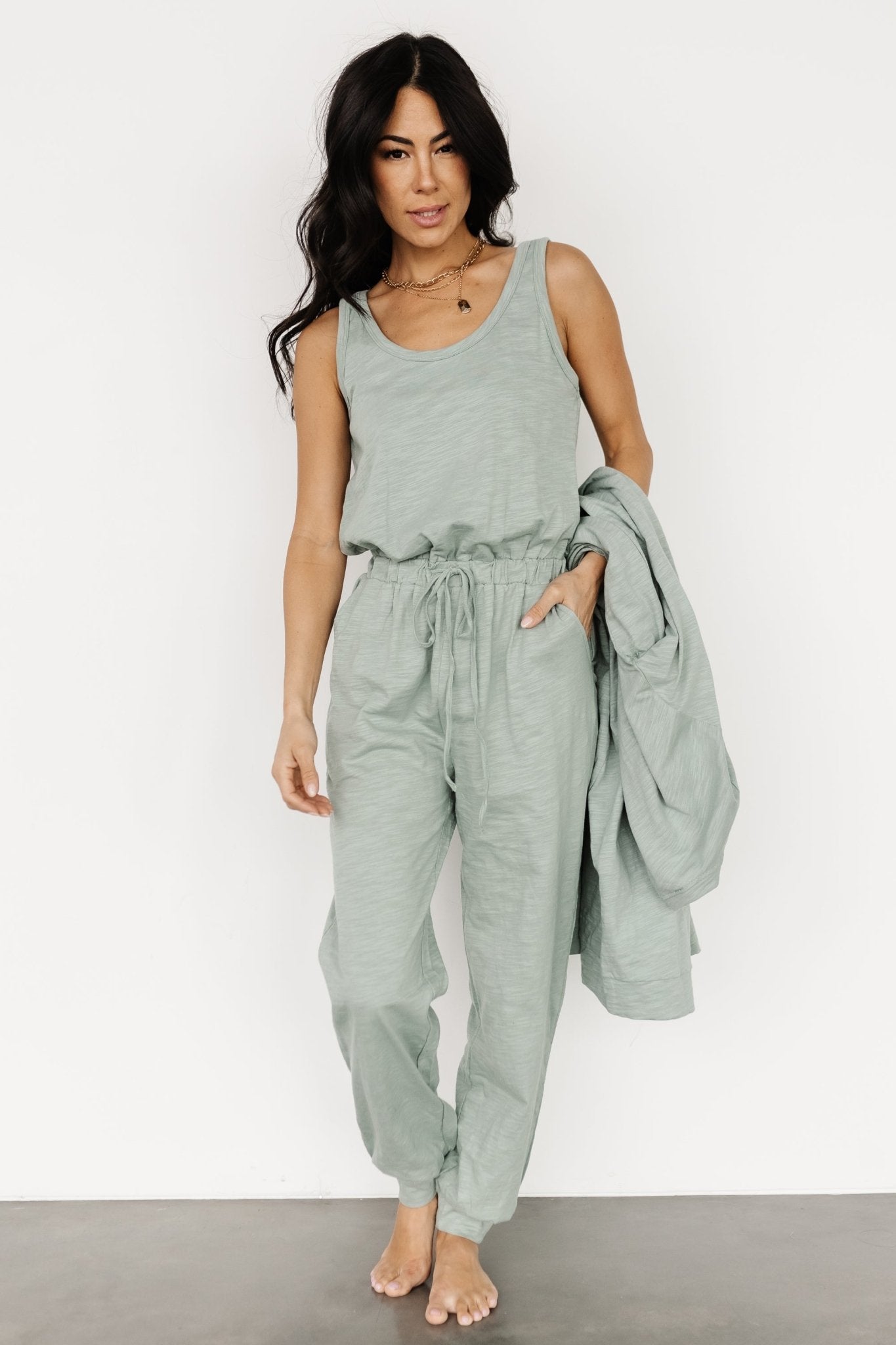 Janae Jumpsuit + Cardigan Set | Sage - Baltic Born