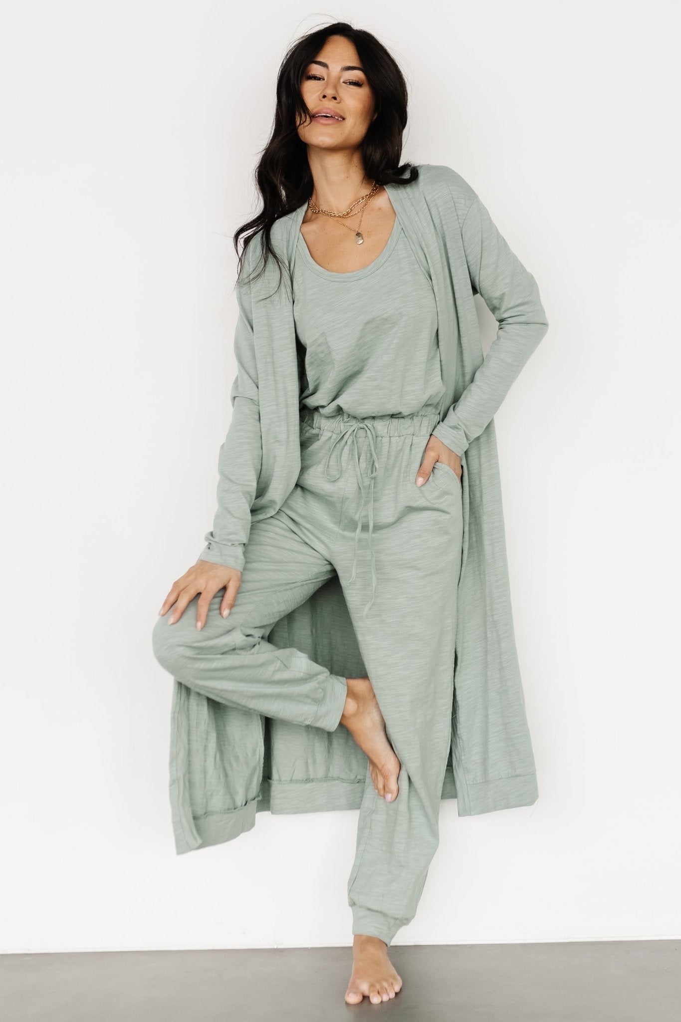 Janae Jumpsuit + Cardigan Set | Sage - Baltic Born