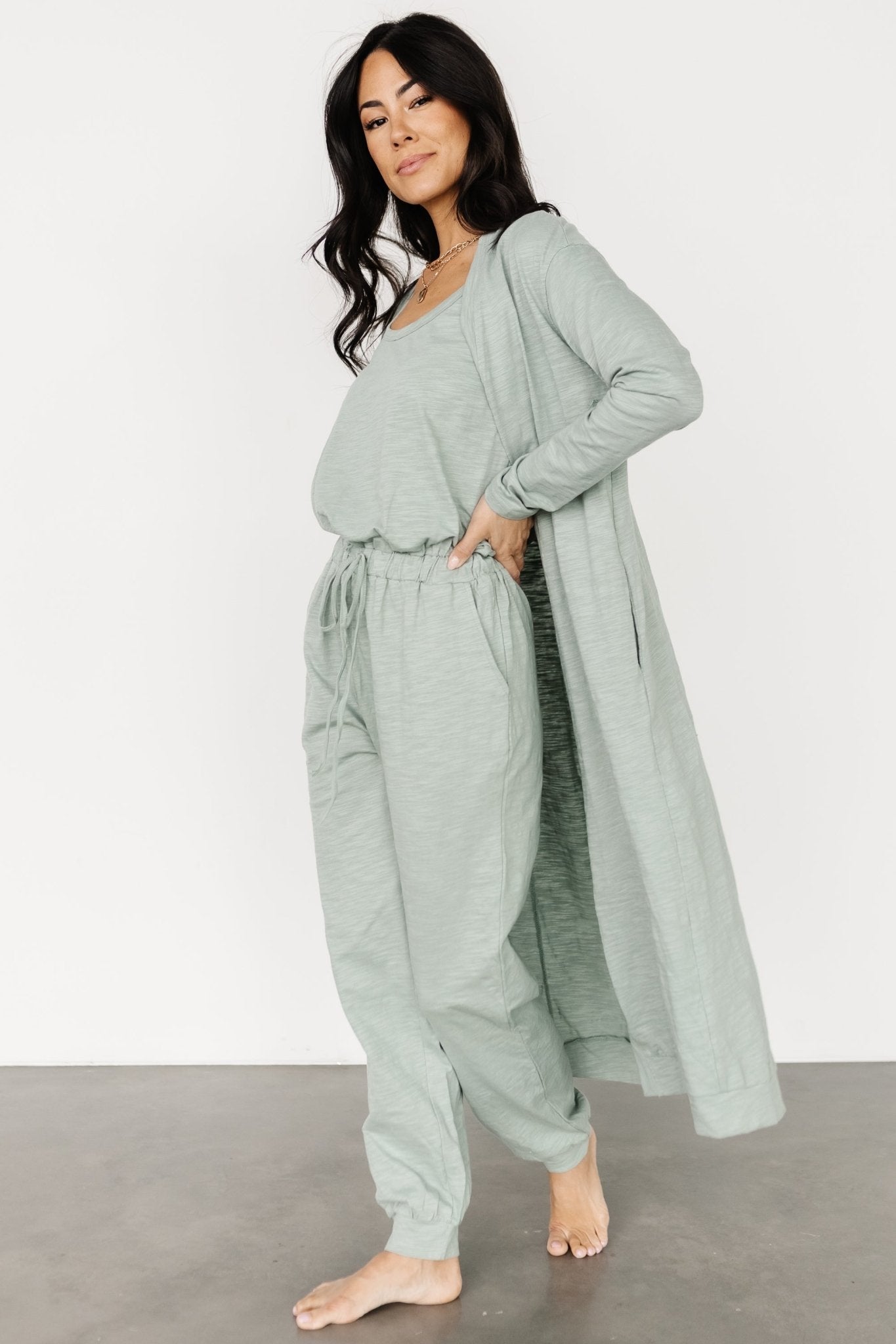 Janae Jumpsuit + Cardigan Set | Sage - Baltic Born