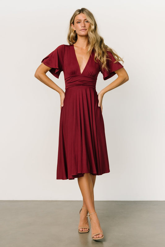 Janette Midi Dress | Wine - Baltic Born