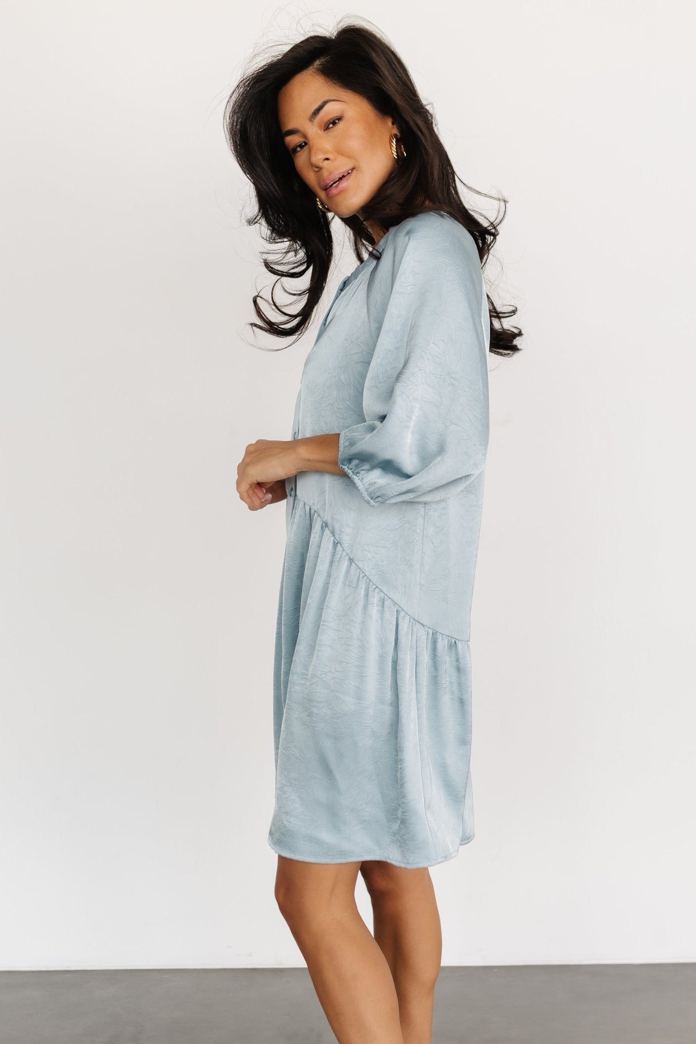 Janice Button Dress | Blue - Baltic Born