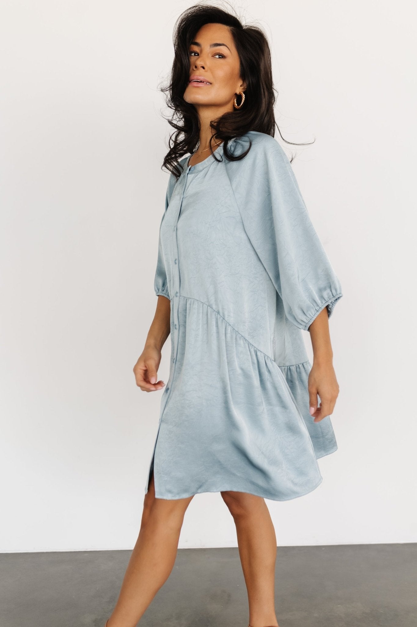 Janice Button Dress | Blue - Baltic Born