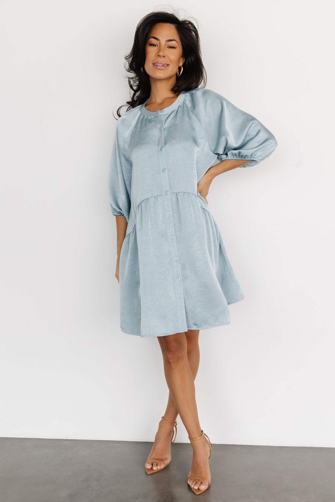 Janice Button Dress | Blue - Baltic Born