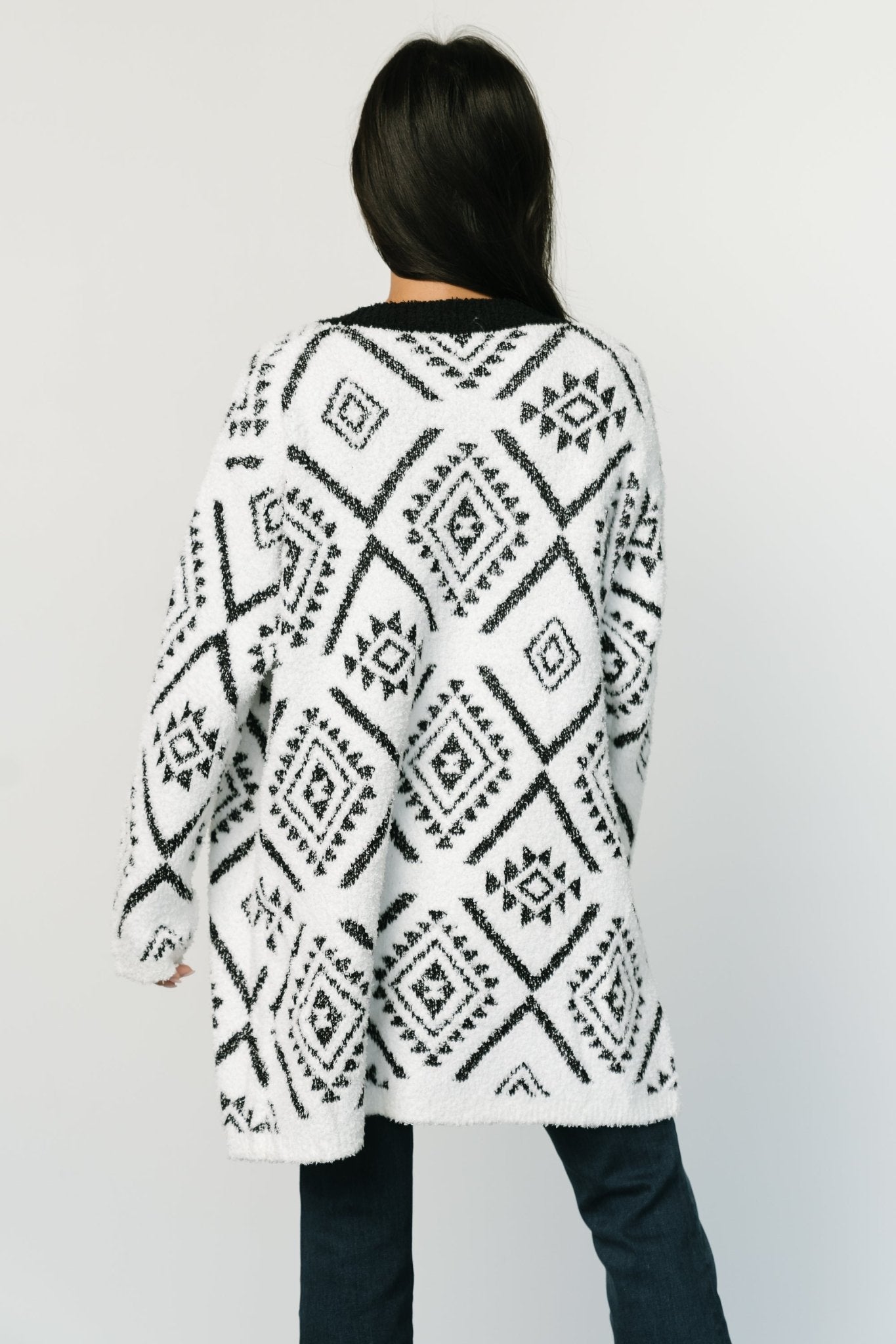 Jay Oversized Cardigan | White + Black - Baltic Born