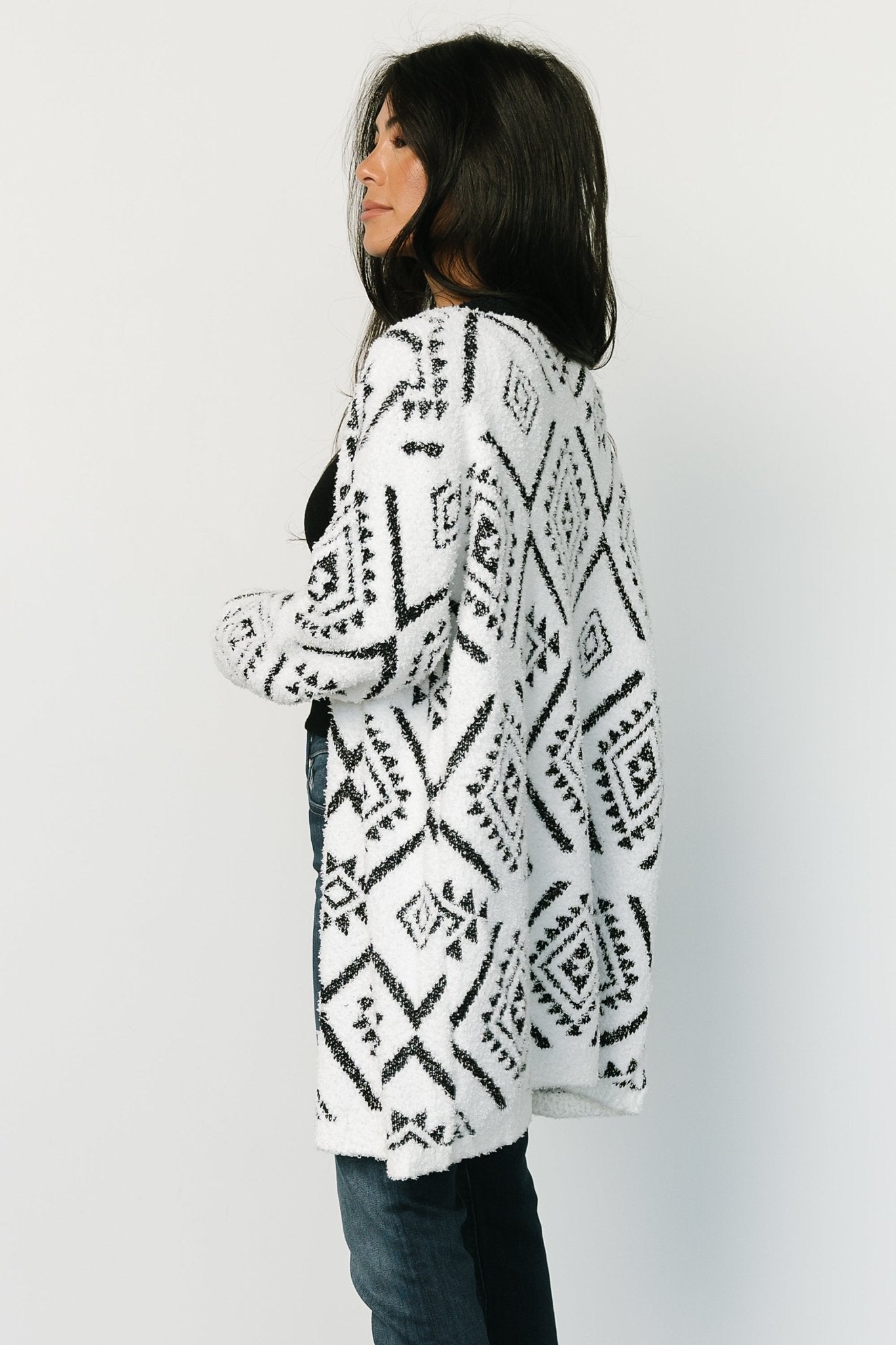 Jay Oversized Cardigan | White + Black - Baltic Born