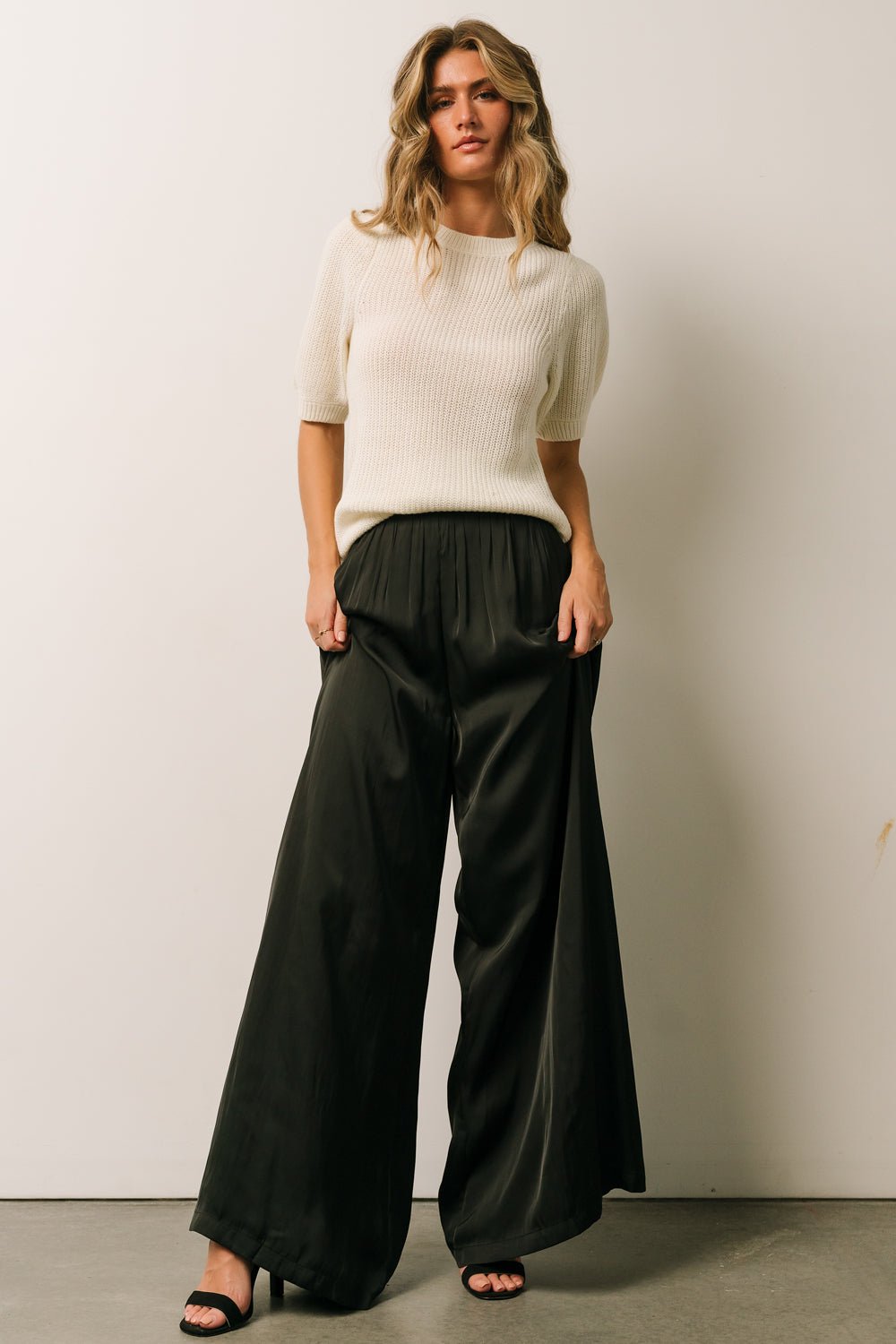 Jayla Palazzo Satin Pant | Black - Baltic Born