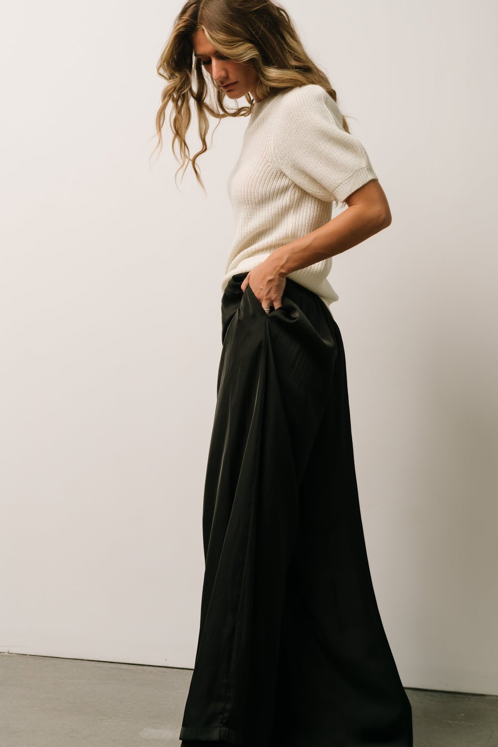 Jayla Palazzo Satin Pant | Black - Baltic Born