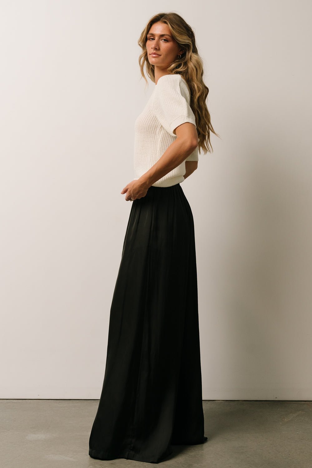 Jayla Palazzo Satin Pant | Black - Baltic Born