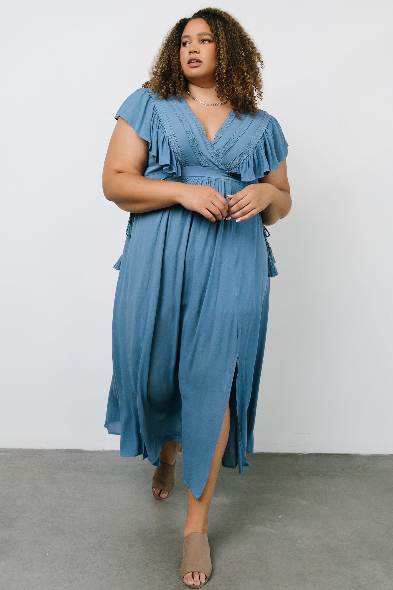 Jennifer Deep V Maxi Dress | Blue - Baltic Born