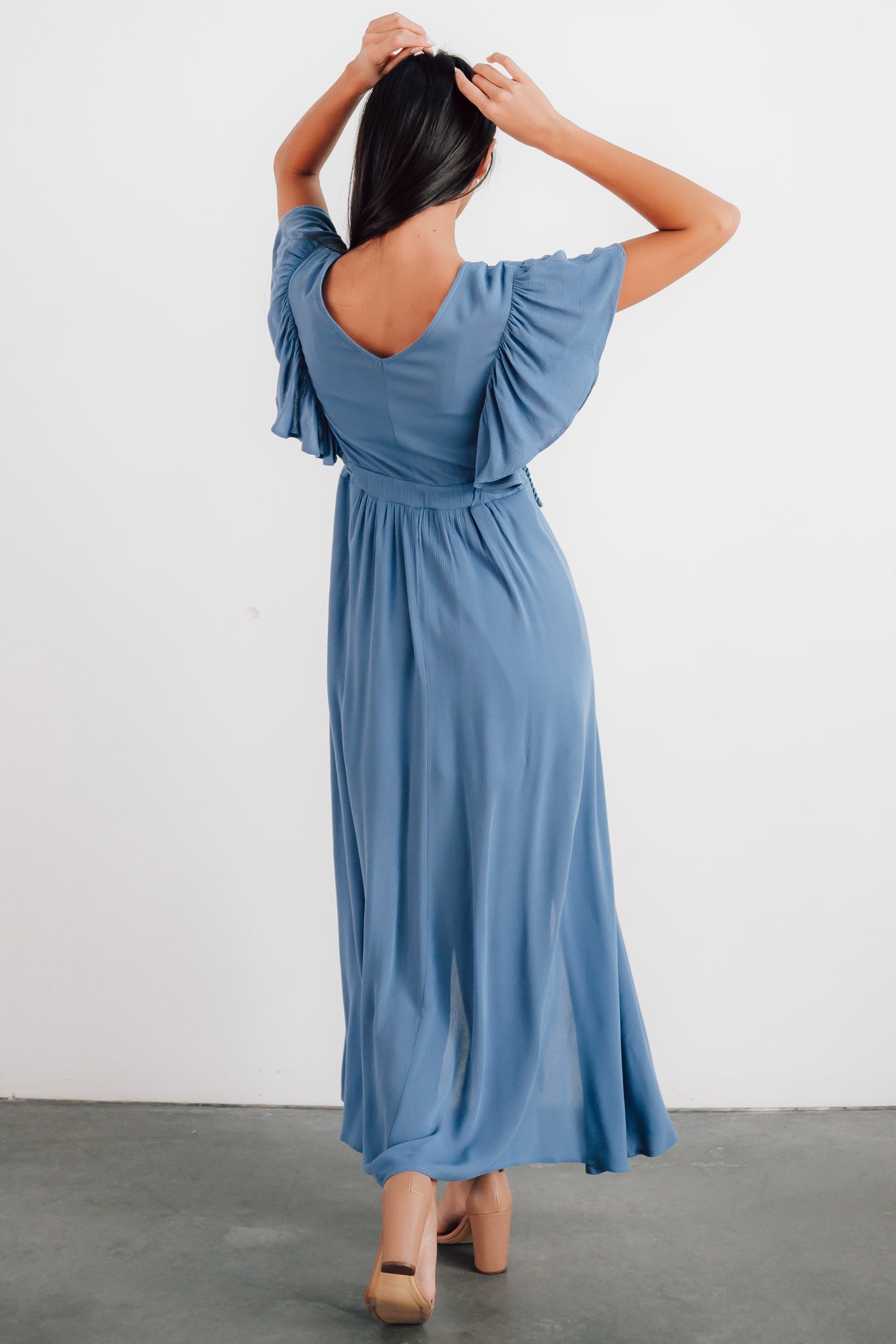 Jennifer Deep V Maxi Dress | Blue - Baltic Born