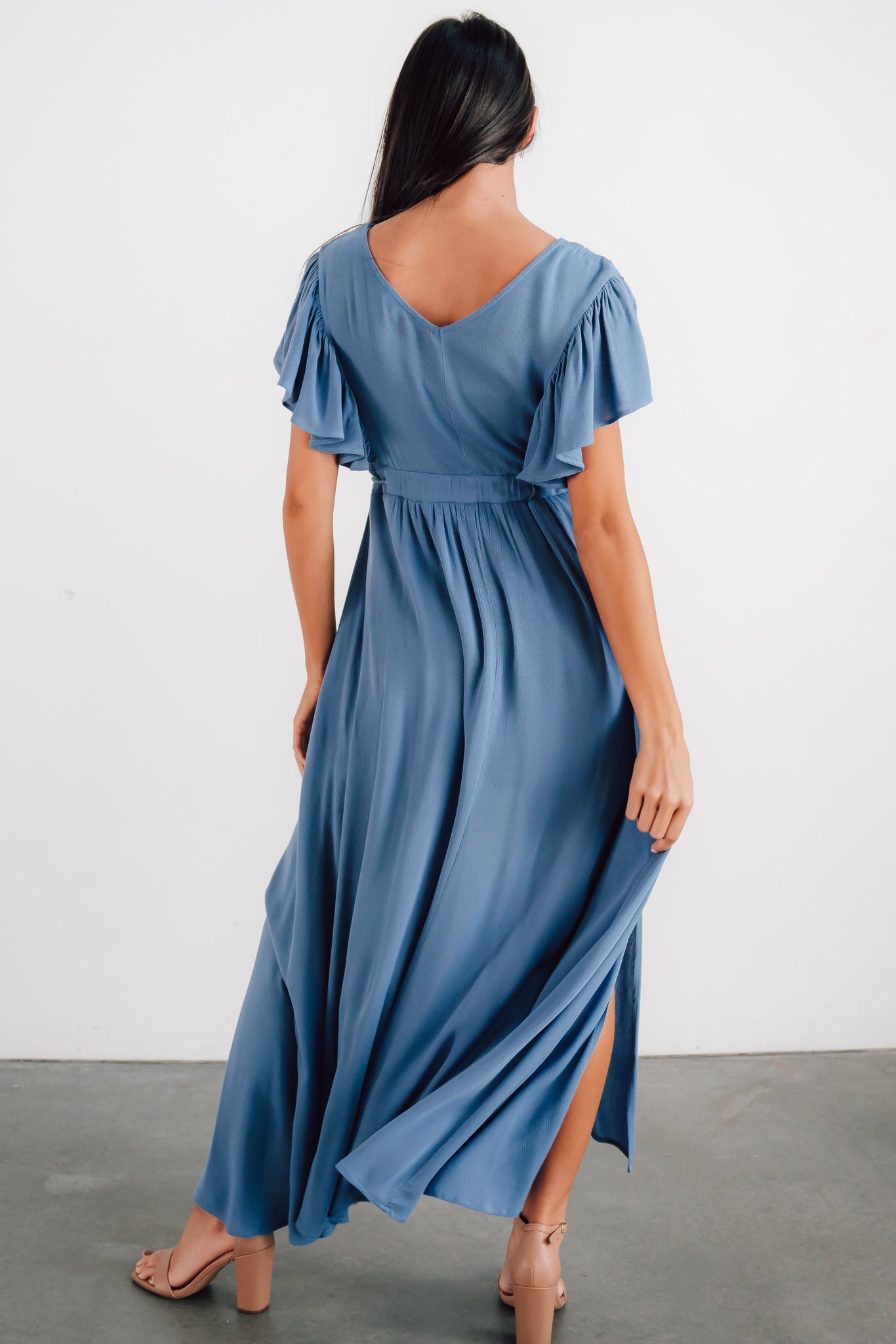 Jennifer Deep V Maxi Dress | Blue - Baltic Born