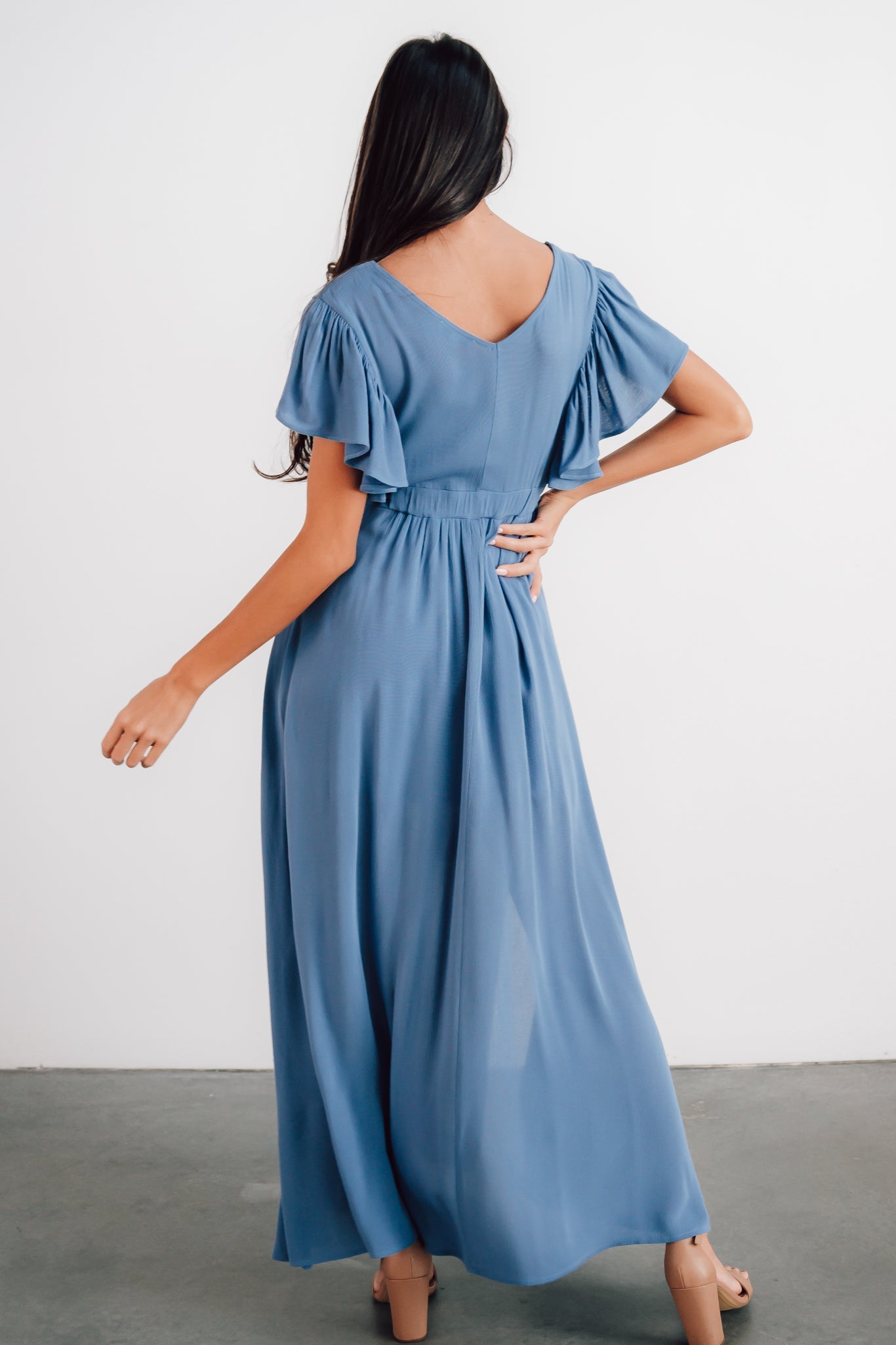 Jennifer Deep V Maxi Dress | Blue - Baltic Born