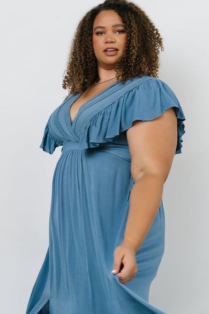 Jennifer Deep V Maxi Dress | Blue - Baltic Born