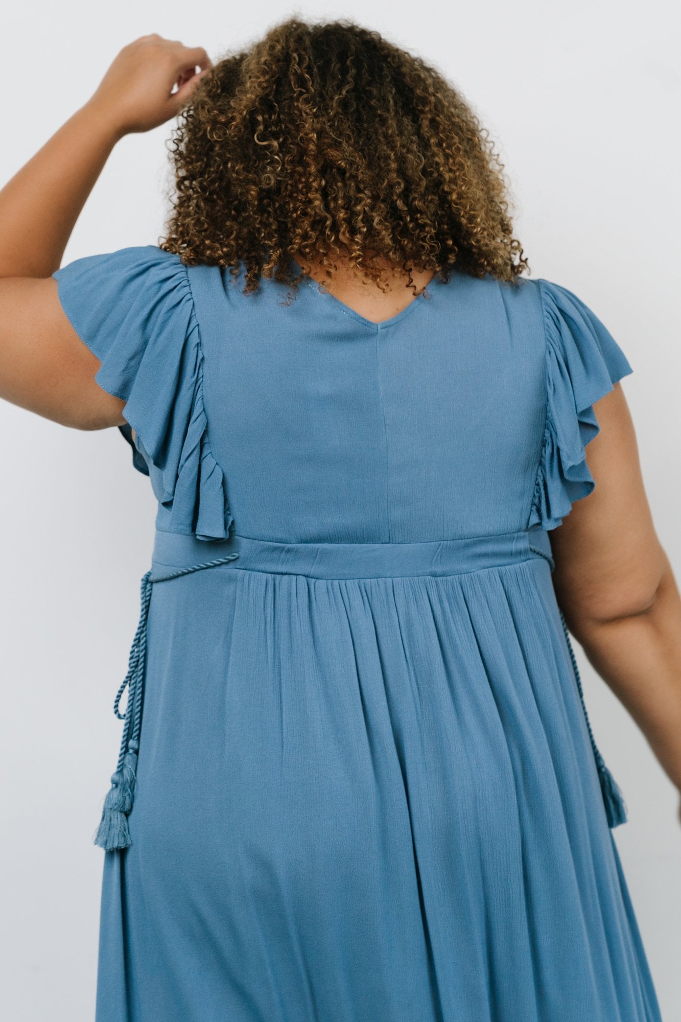 Jennifer Deep V Maxi Dress | Blue | Baltic Born