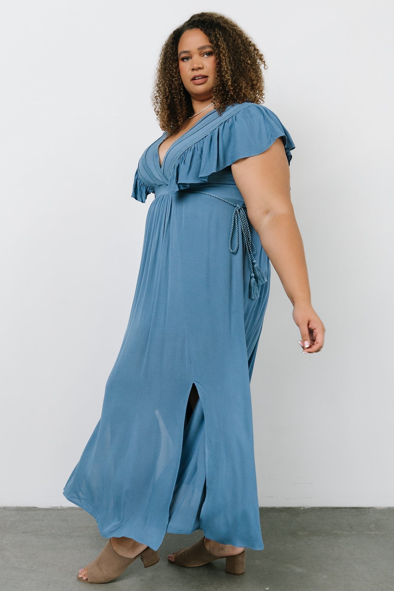 Jennifer Deep V Maxi Dress | Blue - Baltic Born