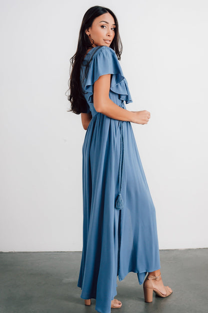 Jennifer Deep V Maxi Dress | Blue - Baltic Born