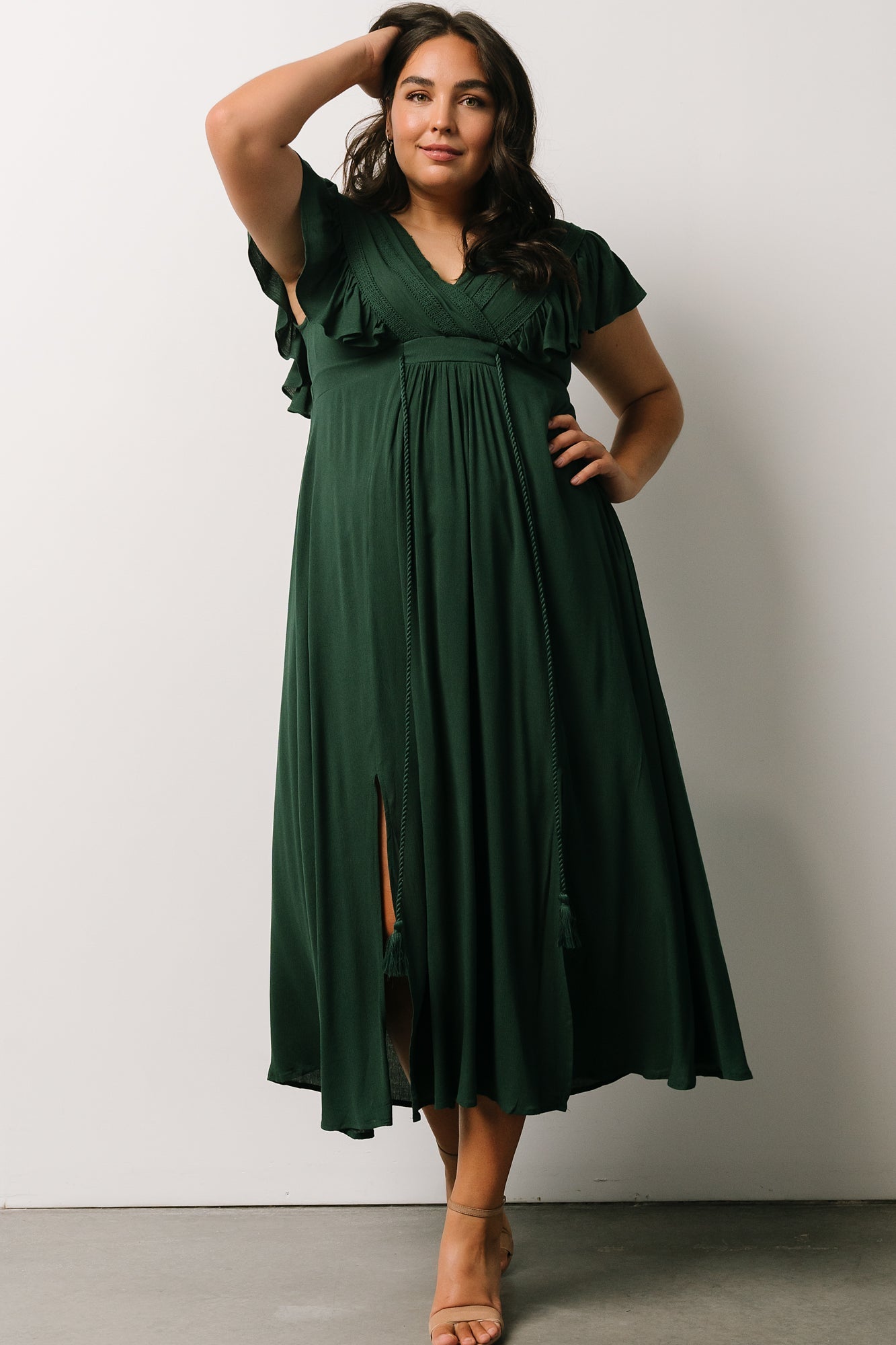 Jennifer Deep V Maxi Dress | Dark Green | Baltic Born