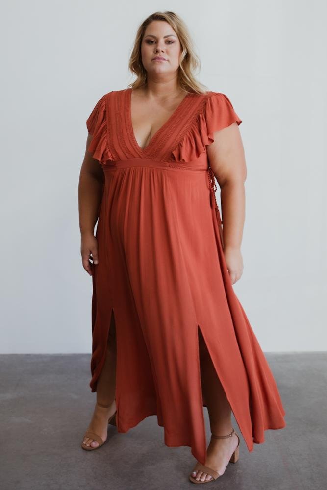 Jennifer Deep V Maxi Dress | Rust | Baltic Born