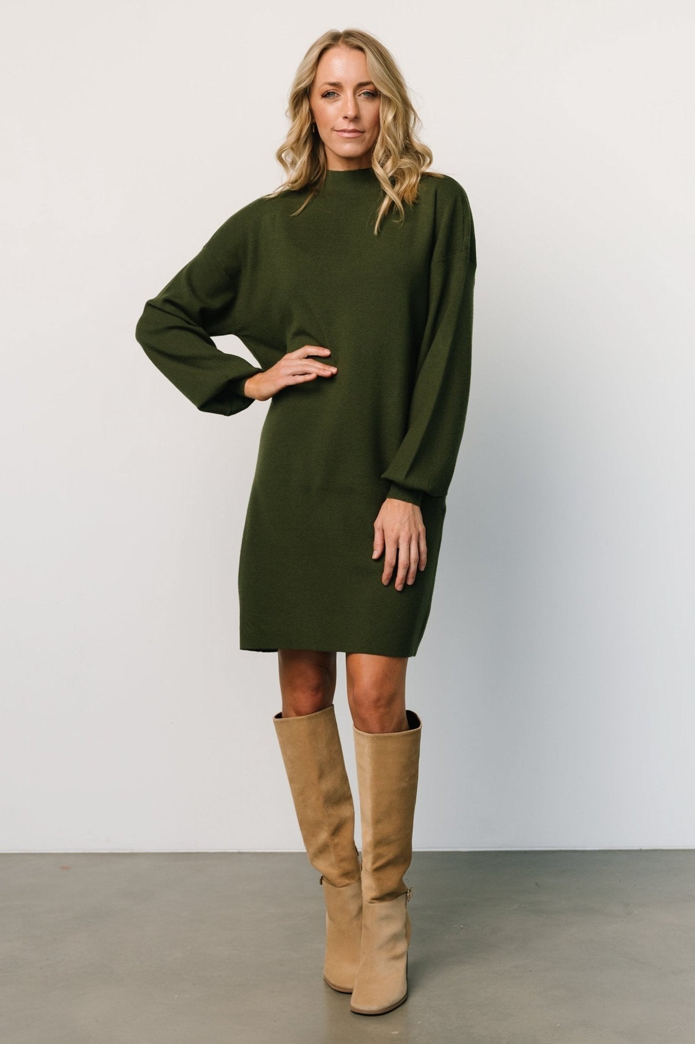 Jennings Sweater Dress | Deep Olive - Baltic Born