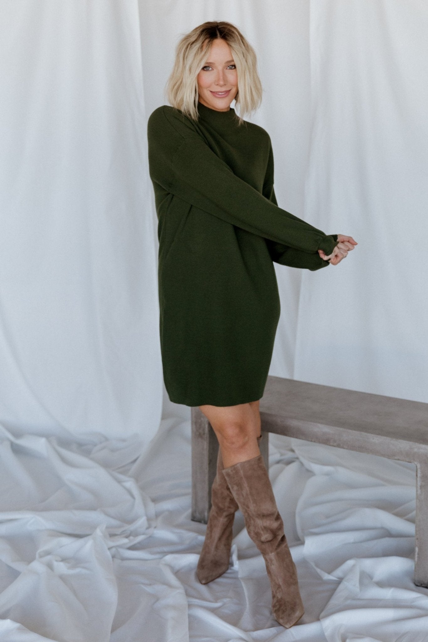 Jennings Sweater Dress | Deep Olive - Baltic Born