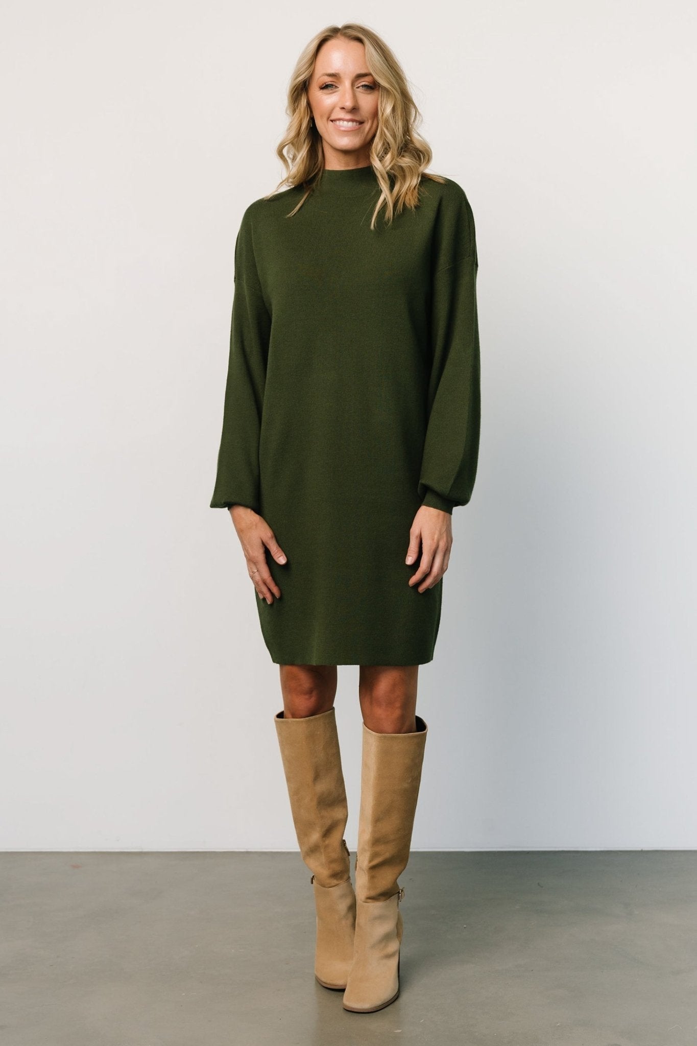 Jennings Sweater Dress | Deep Olive - Baltic Born